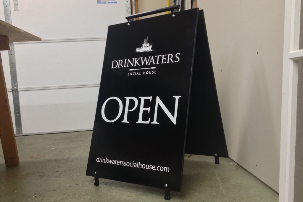 Drinkwaters Social House Wood Sandwich Board