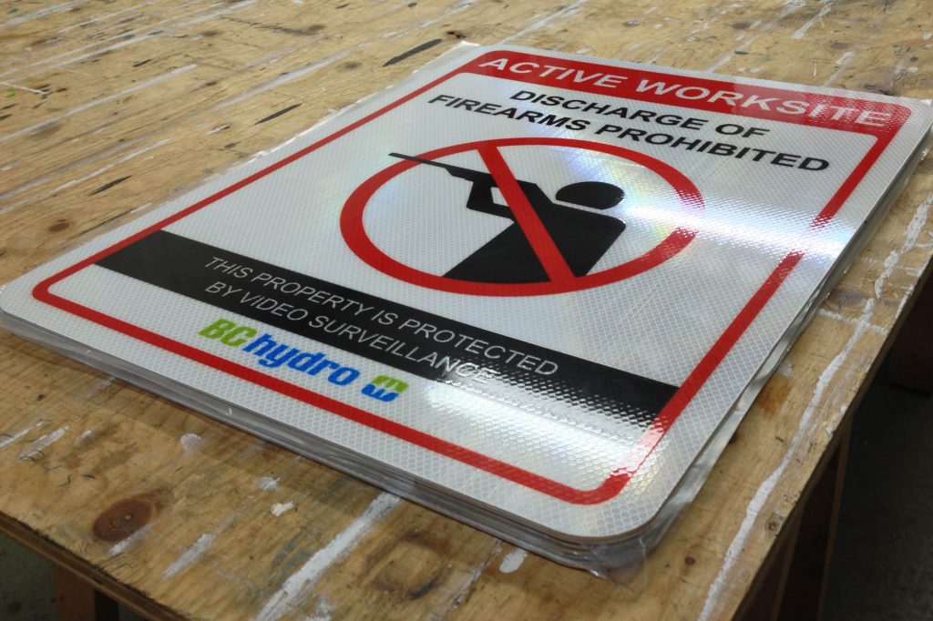 BC Hydro Reflective Solid Aluminium Sign