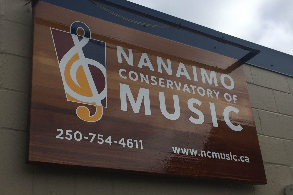 Nanaimo Conservatory of Music Wood Sign