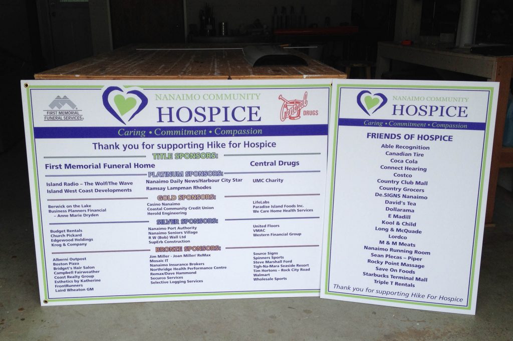 Nanaimo Hospice Printed Coroplast Signs