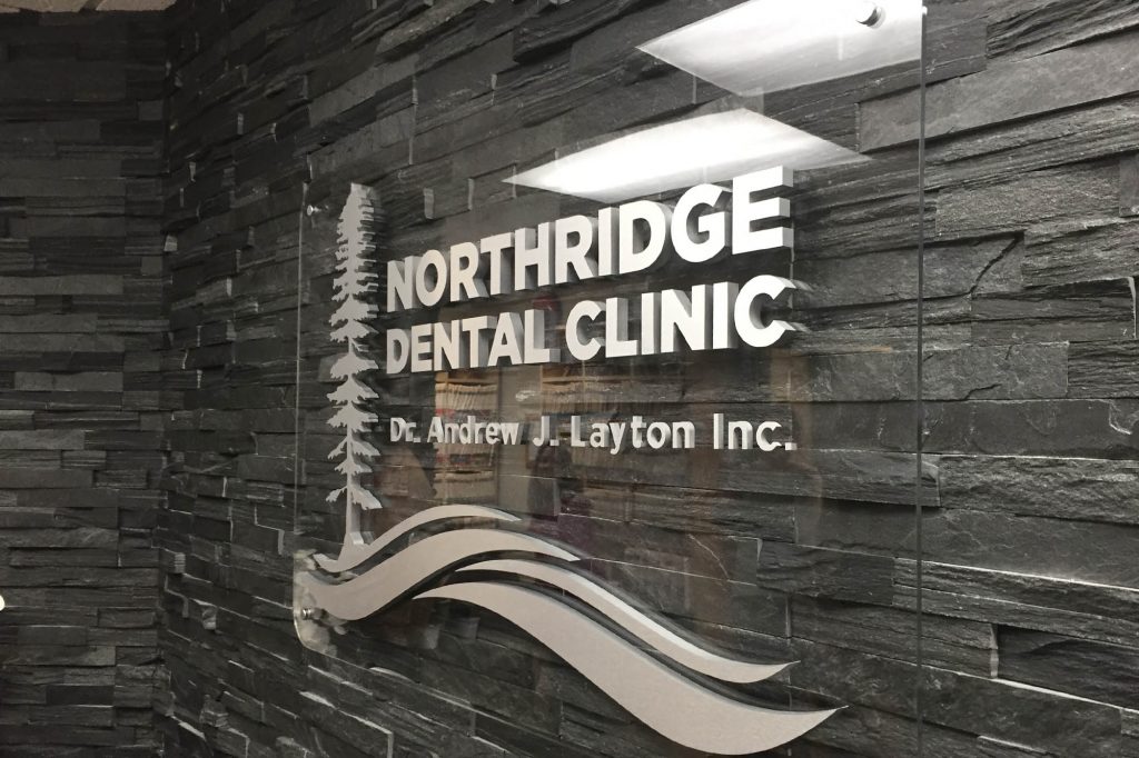 Northridge Dental Brushed Chrome on Plexi Dimensional Sign